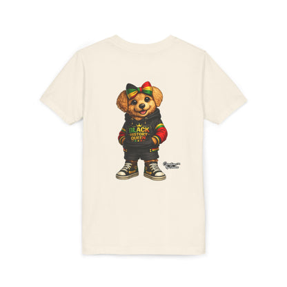 Youth Tee — Black History Queen Bear Graphic T-Shirt