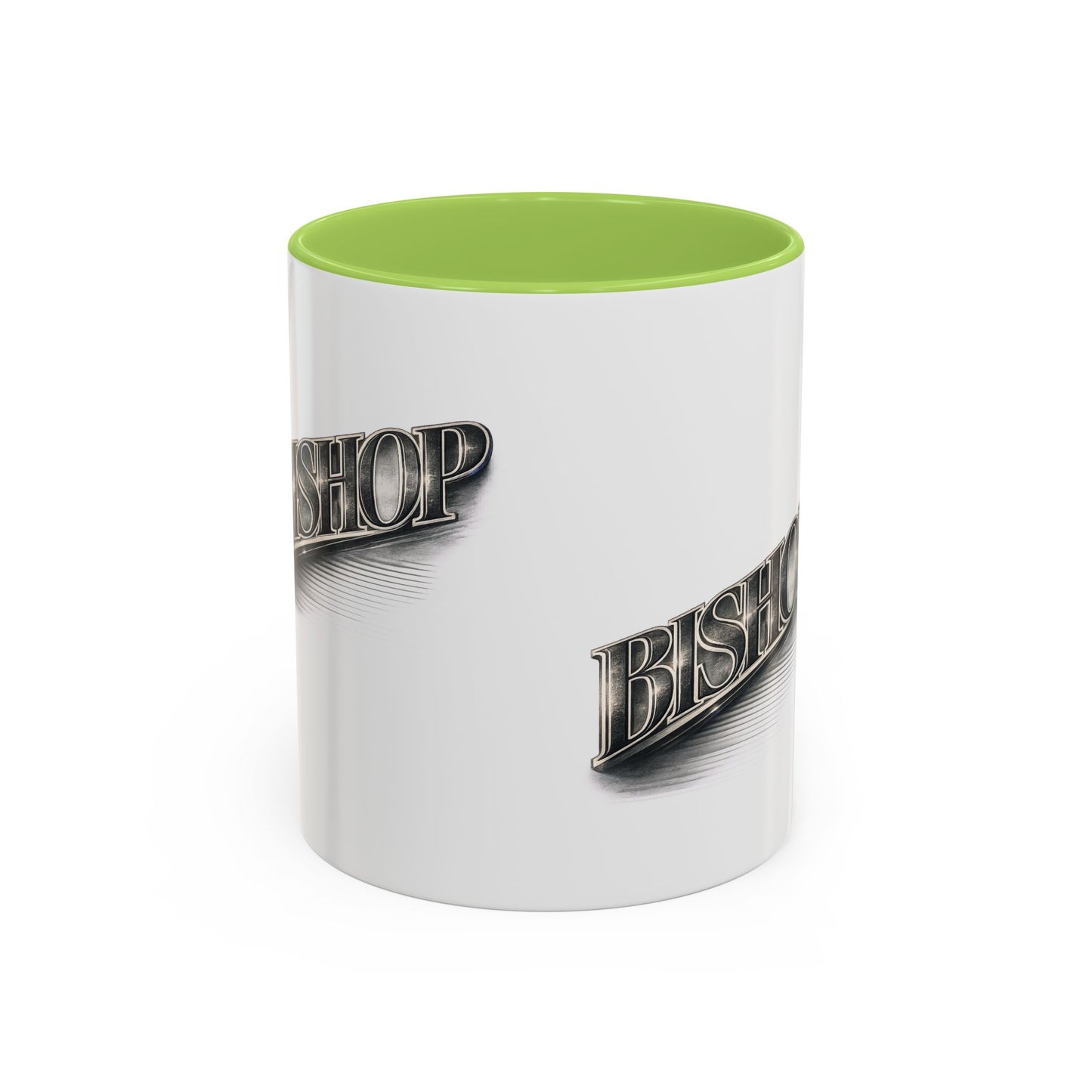 Vintage 'Bishop' Accent Coffee Mug — Retro Metallic Text Ceramic Mug (11/15oz)