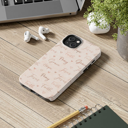 Pray Grace Hope Phone Case | Christian Floral iPhone Case