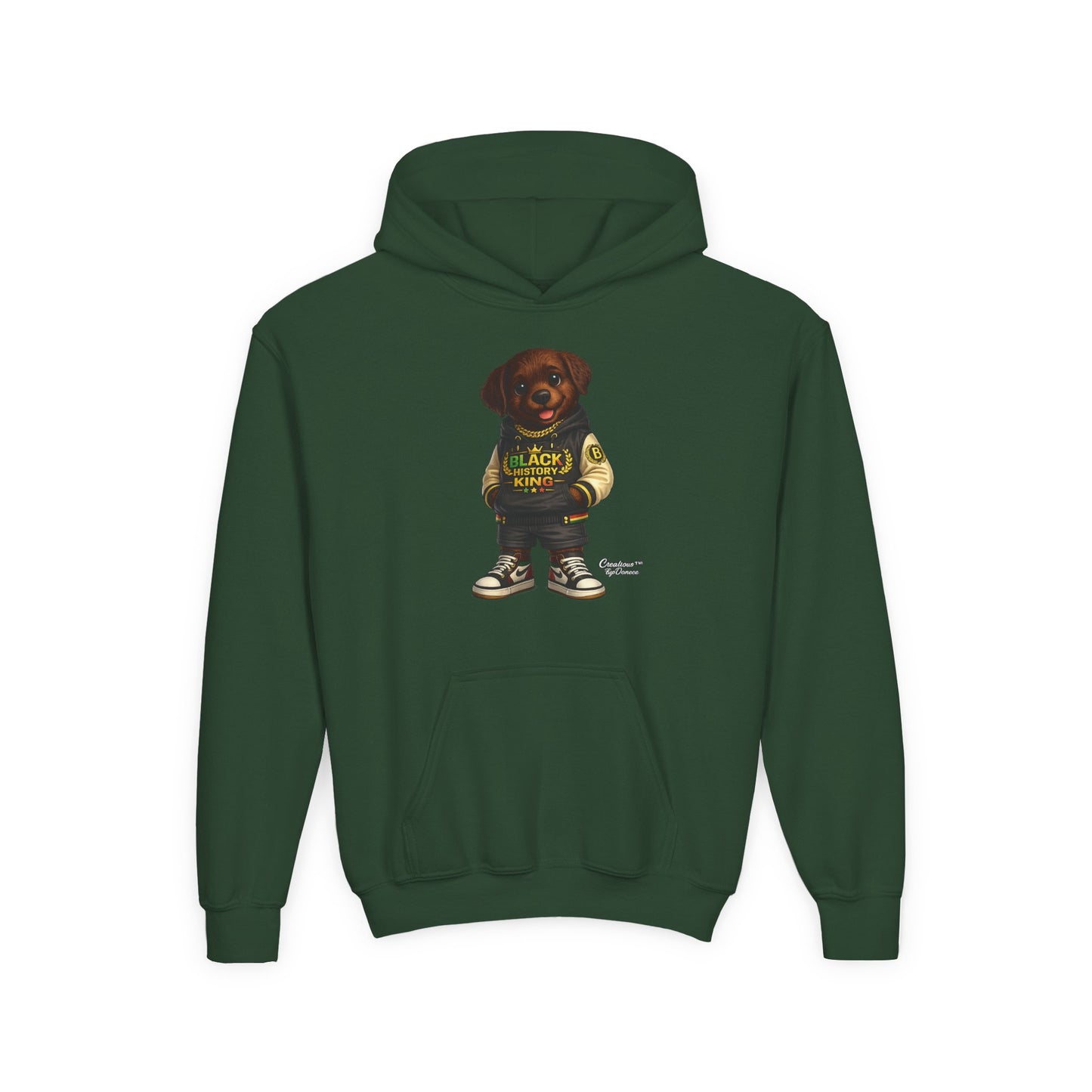 Youth Hoodie — 'Black History Kid' Puppy Graphic Sweatshirt