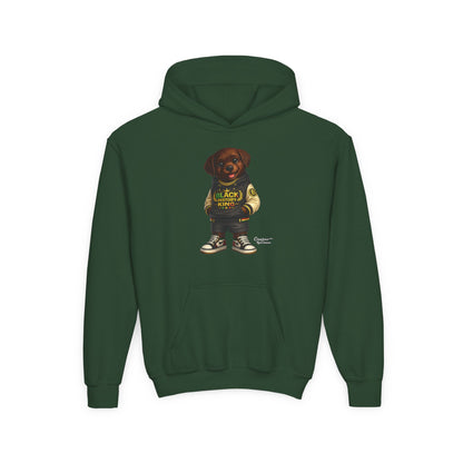 Youth Hoodie — 'Black History Kid' Puppy Graphic Sweatshirt