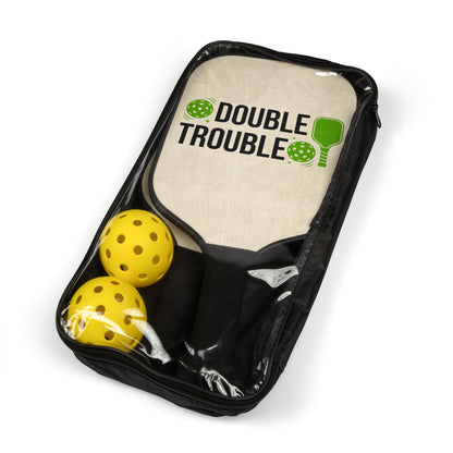 Double Trouble Pickleball Paddles Set — Funny Matching Pickleball Kit with Balls