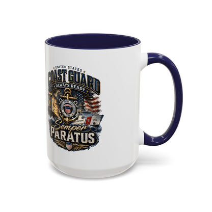 Coast Guard Semper Paratus Accent Coffee Mug – Patriotic Military Gift (11/15oz)