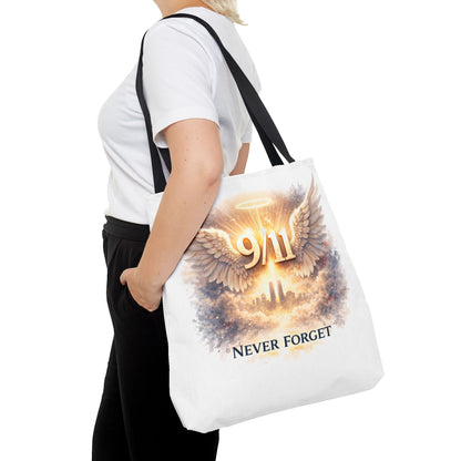 9/11 Memorial Tote Bag – 'Never Forget' Angel Wings Tribute