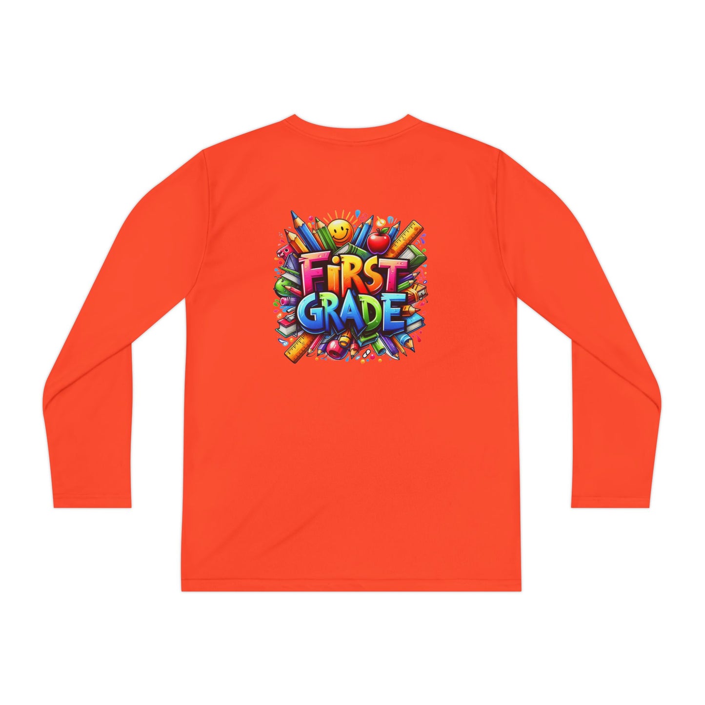 First Grade Youth Long Sleeve Tee — Colorful Back-to-School Shirt