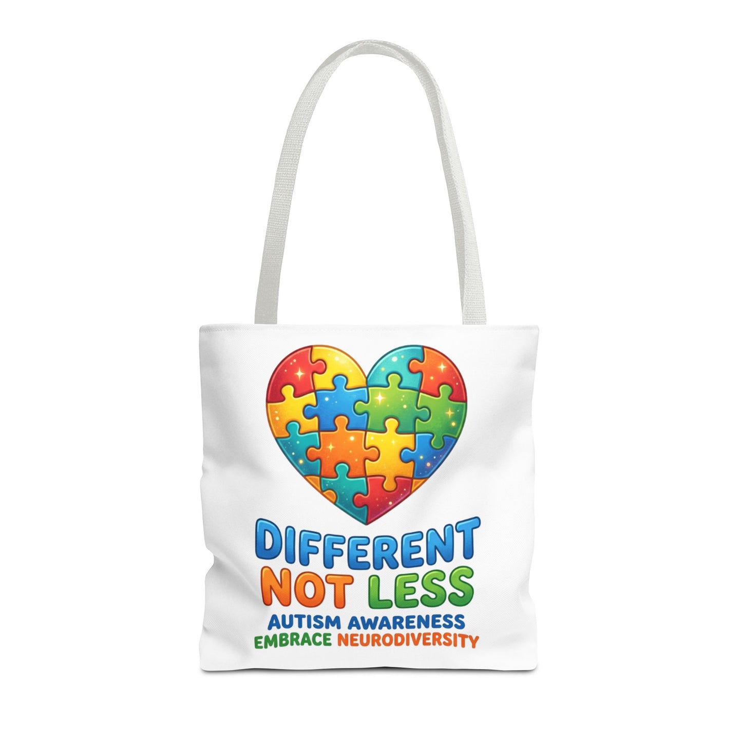 Autism Awareness Tote — "Different Not Less" Puzzle Heart