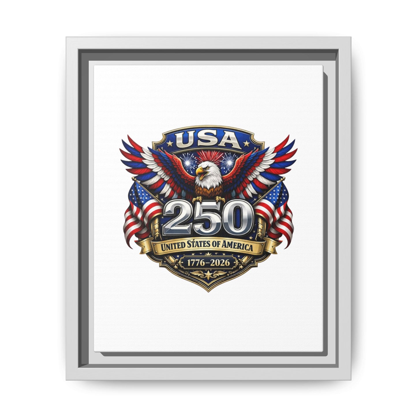 USA 250 Anniversary Framed Canvas — Patriotic Eagle 1776–2026 Wall Art