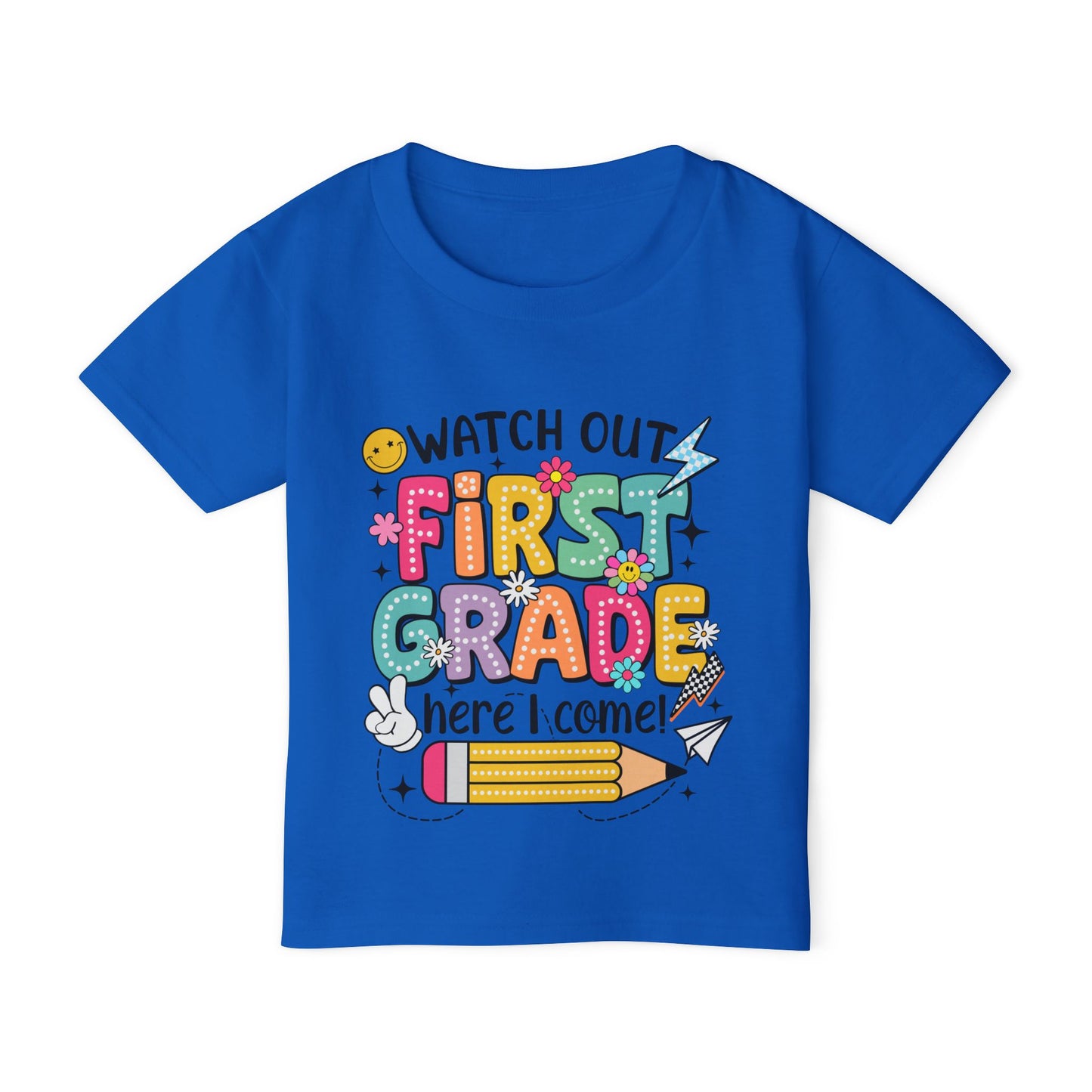 First Grade Toddler T‑Shirt – "Watch Out First Grade Here I Come!" Back‑To‑School Tee