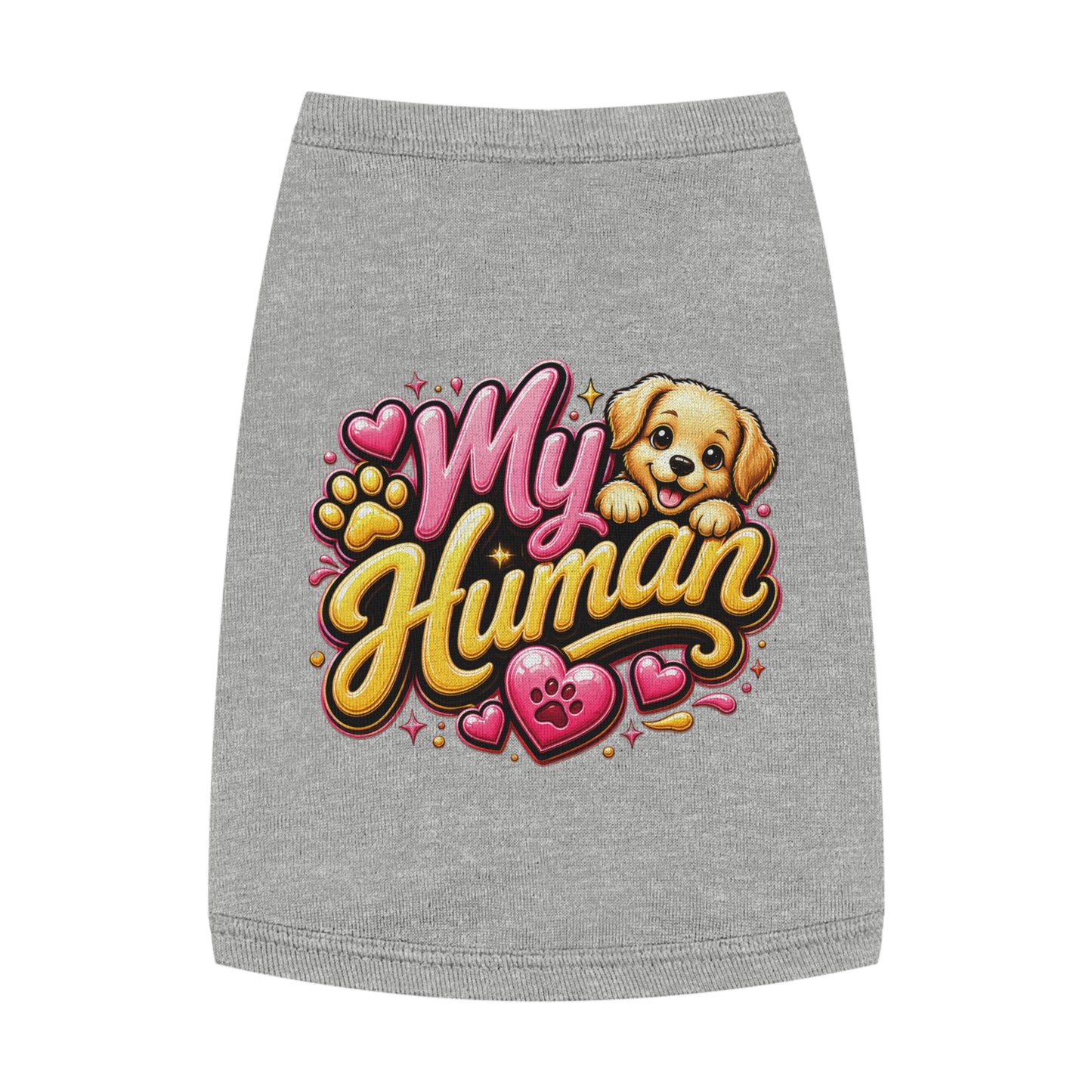 My Human Pet Tank Top — Cute Dog Paw & Heart Graphic