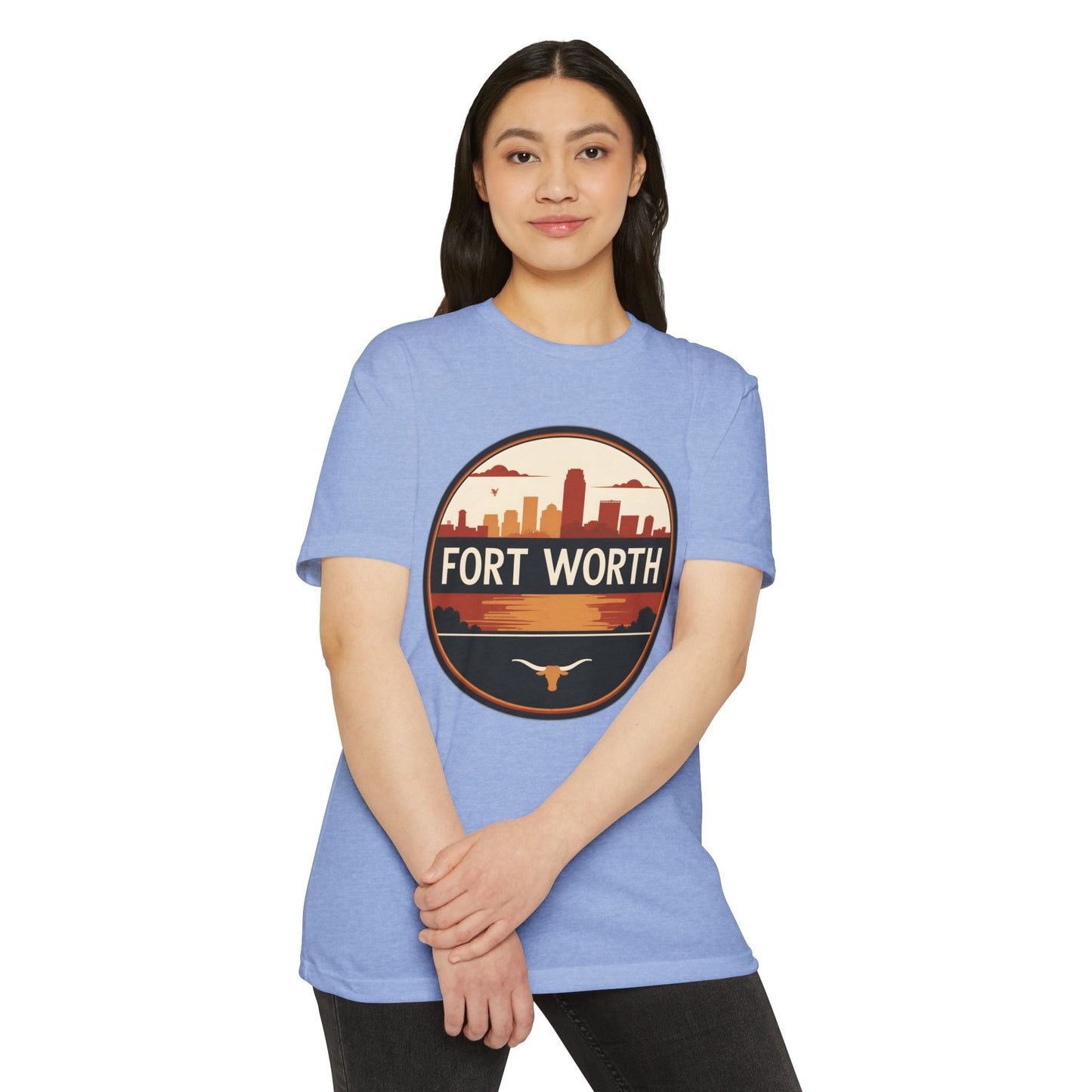 Fort Worth Skyline T-Shirt — Vintage Texas City Circle Design
