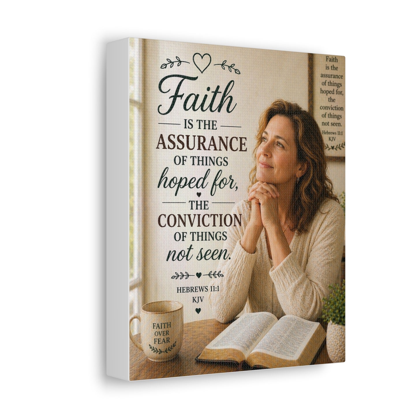 Faith Canvas Wall Art — Hebrews 11:1 Inspirational Scripture Stretched Canvas