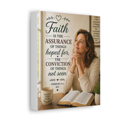Faith Canvas Wall Art — Hebrews 11:1 Inspirational Scripture Stretched Canvas