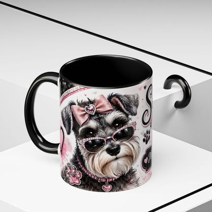 Schnauzer Mom Coffee Mug — "Messy Beard, Big Heart" Accent 11/15oz
