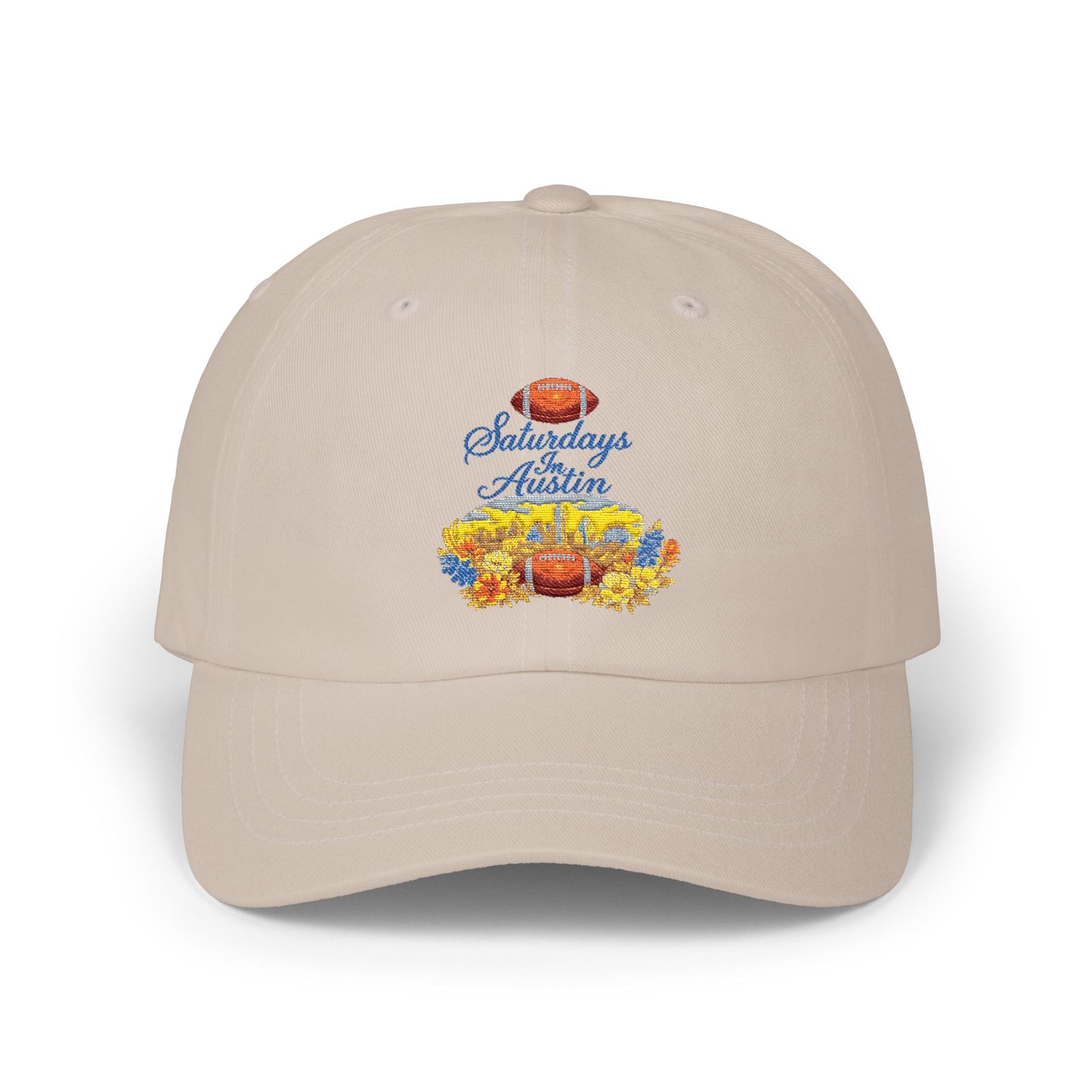 Dad Cap — “Saturdays Are For Austin” Embroidered Football & Sunflower Hat