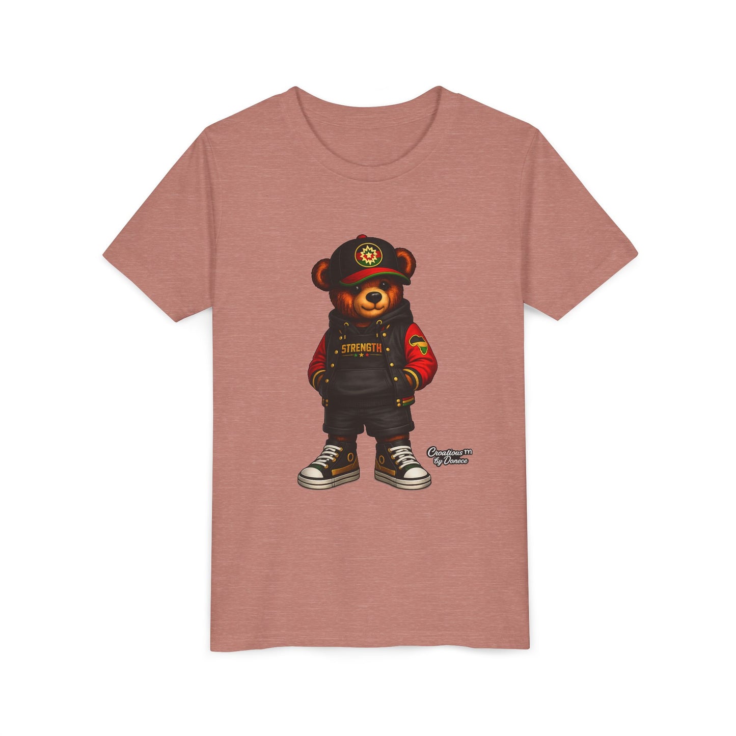 Kids Teddy Bear Streetwear Tee — 'Strength' Graphic Youth T-Shirt