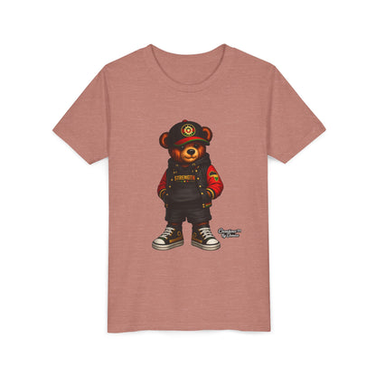Kids Teddy Bear Streetwear Tee — 'Strength' Graphic Youth T-Shirt