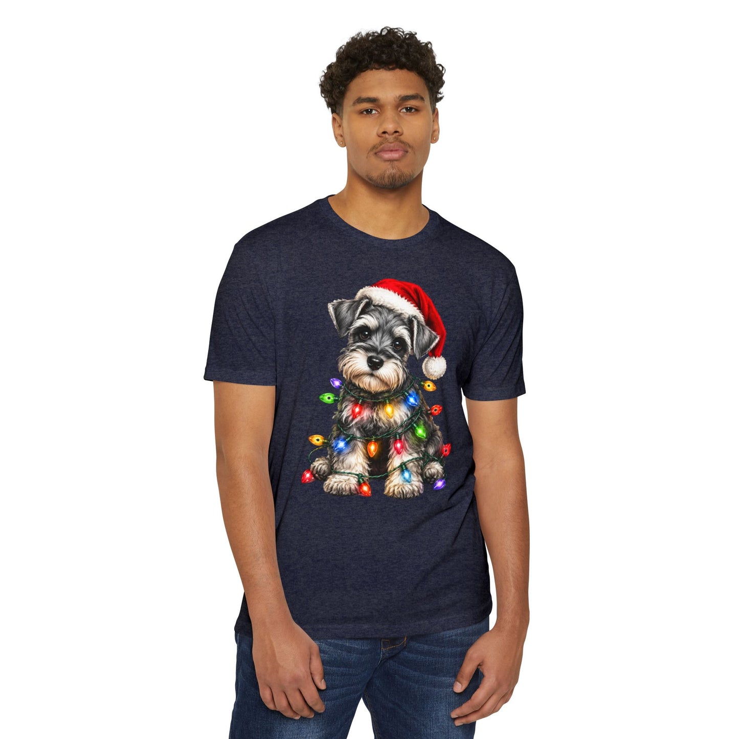 Schnauzer Puppy in Christmas Lights Tee