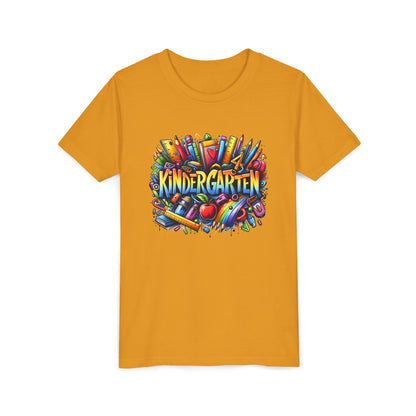 Kindergarten Colorful School Supplies Youth Tee — Back-to-School Kids T-Shirt