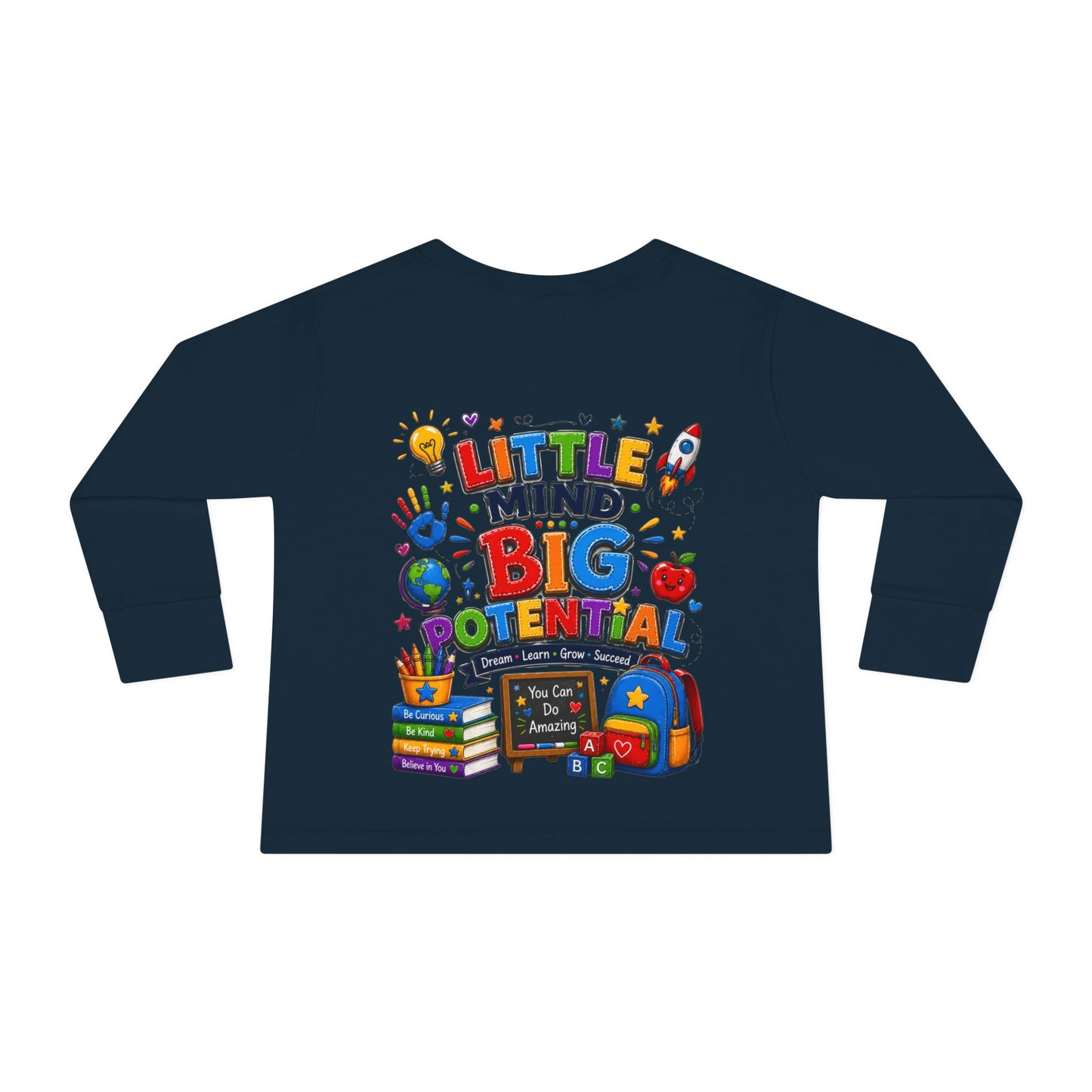 Toddler Tee — "Little Mind Big Potential" Back-to-School Long Sleeve
