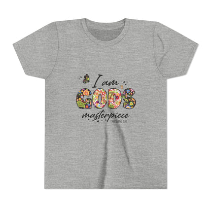 I Am God’s Masterpiece Youth Tee — Floral Christian Inspirational Shirt