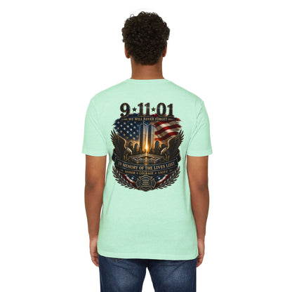 9/11 Memorial T-Shirt – "We Will Never Forget" Tribute Tee