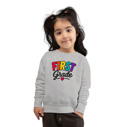 First Grade Toddler Sweatshirt — Colorful Back-to-School Kids Pullover