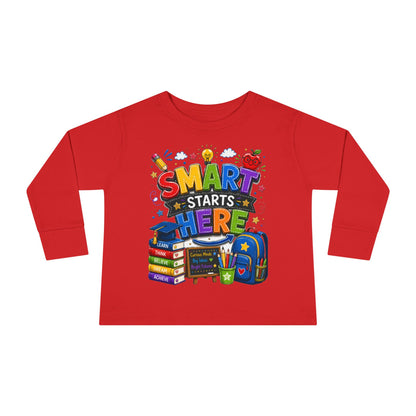 Smart Starts Here Toddler Long Sleeve Tee — Back-to-School Kids Shirt