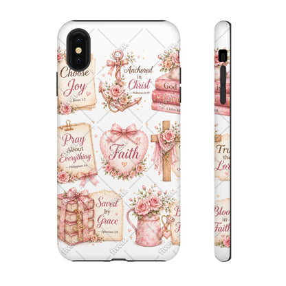 Faith Floral Phone Case – Christian Inspirational Scripture iPhone Cover (Choose Joy, Pray, Faith)