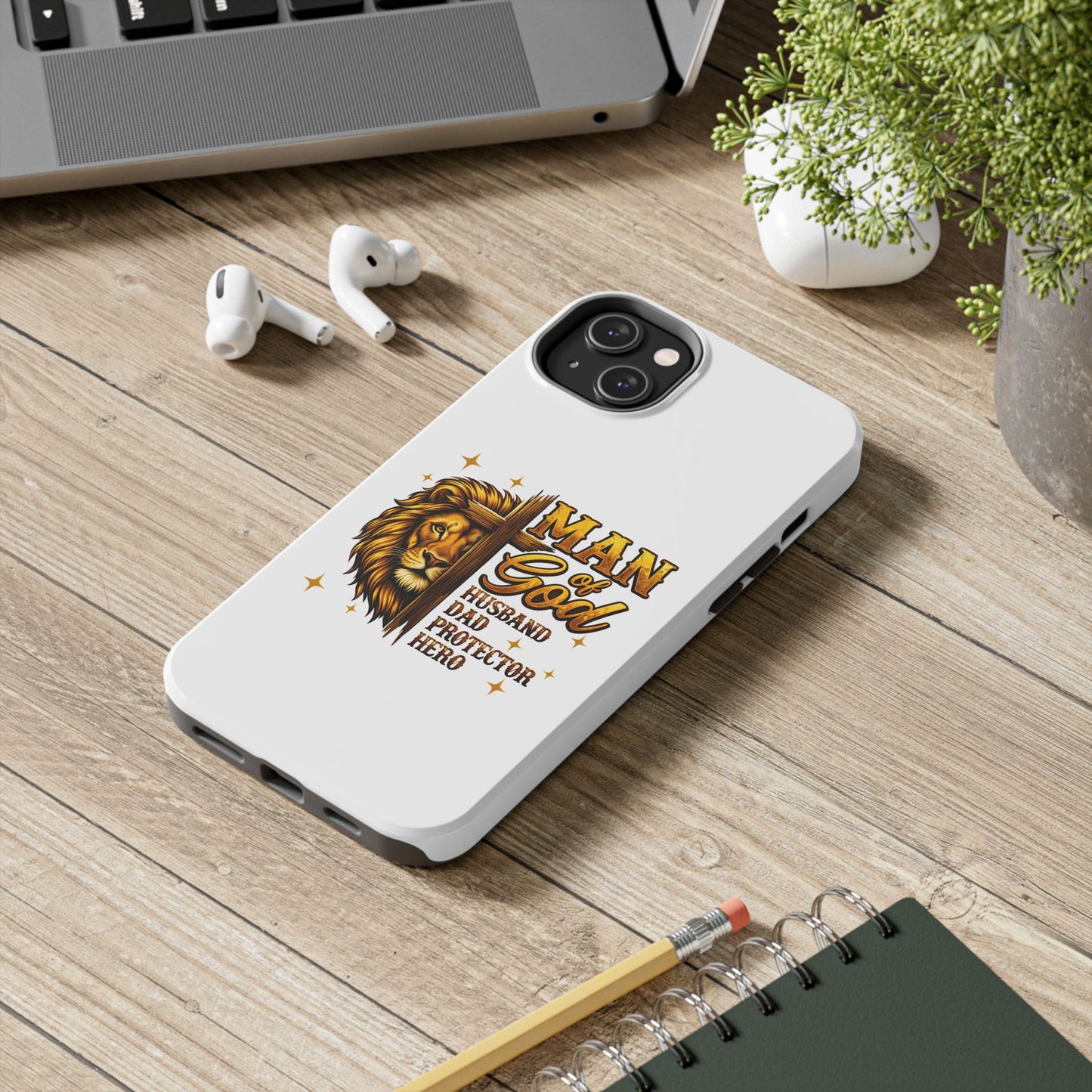 Man of God Lion Phone Case — ‘Man of God’ Christian Protector Dad Gift