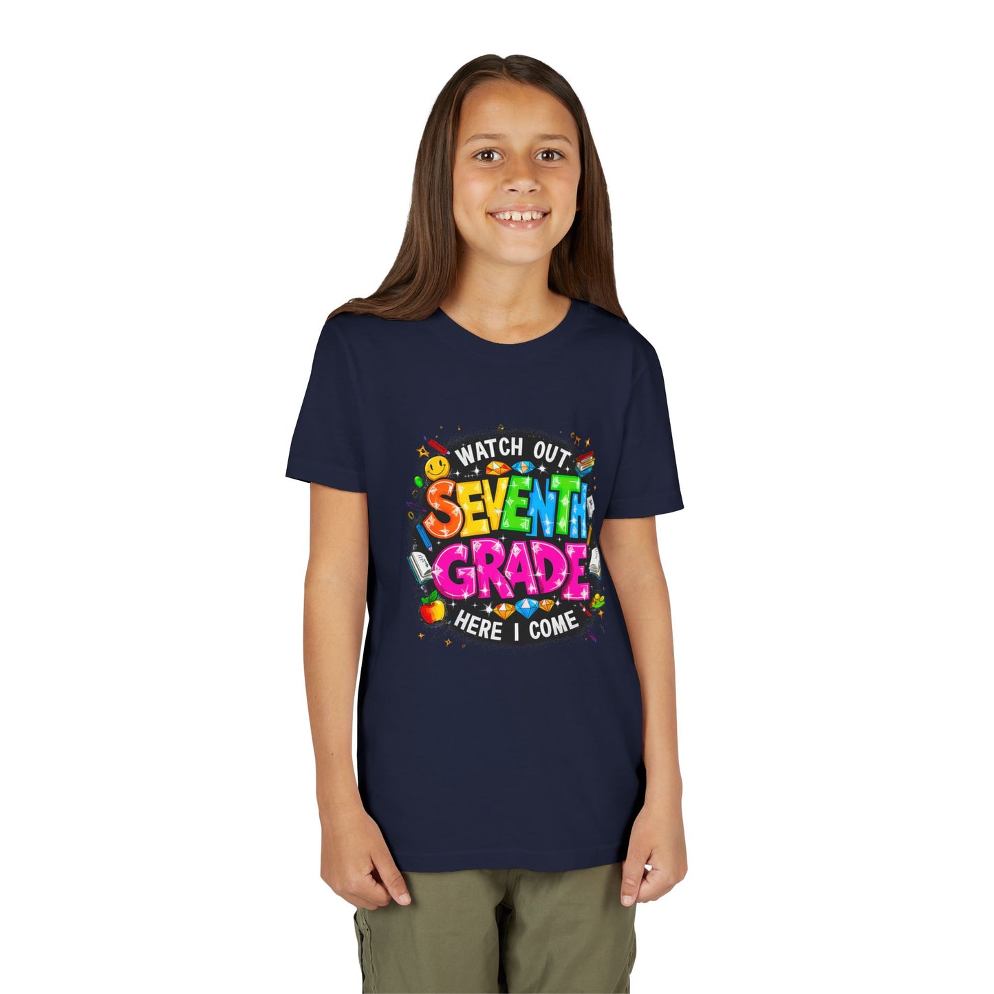 Seventh Grade Kids T‑Shirt — "Watch Out Seventh Grade Here I Come" Back‑to‑School Tee