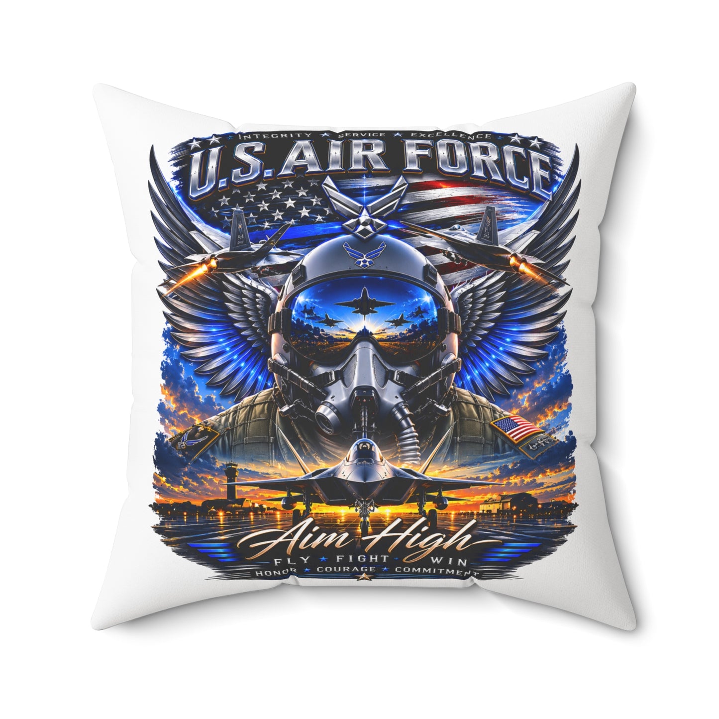 U.S. Air Force 'Aim High' Decorative Pillow — Military Aviation Throw Pillow