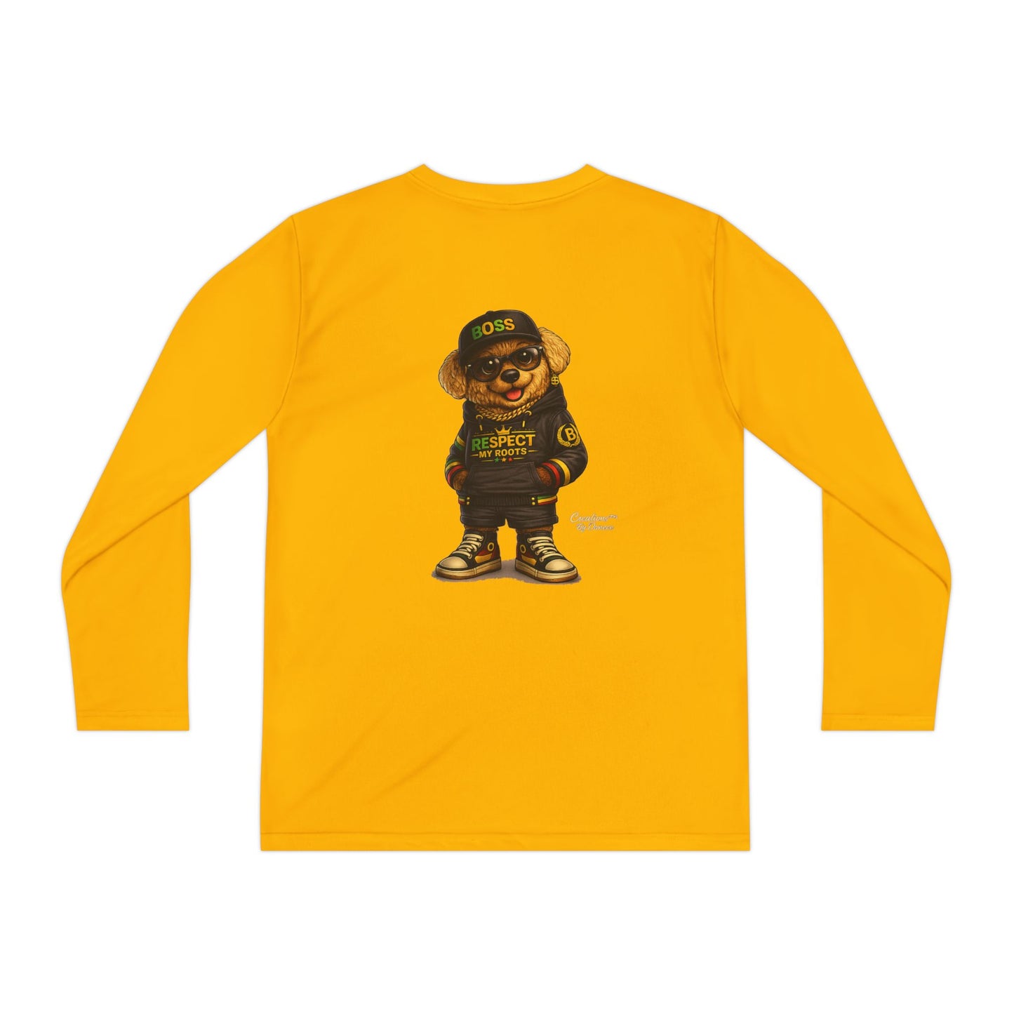 Youth Long Sleeve Tee — Streetwear Bear Graphic, 'Respect' Hip-Hop Kids Shirt