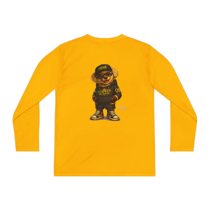 Youth Long Sleeve Tee — Streetwear Bear Graphic, 'Respect' Hip-Hop Kids Shirt