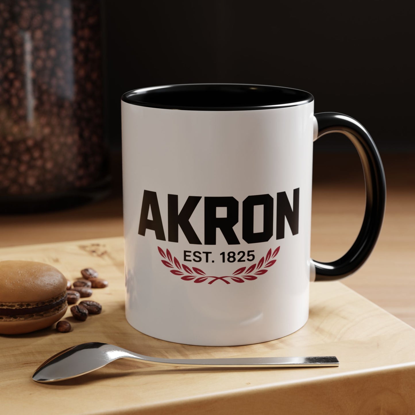 Akron Est. 1825 Accent Coffee Mug — Vintage City Pride Ceramic Mug