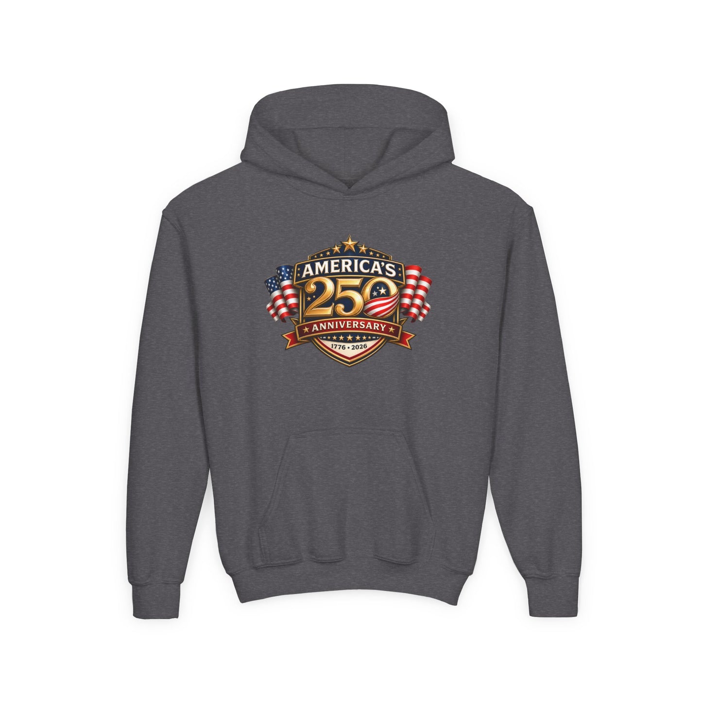 Youth Hoodie — "America's 250th Anniversary" Patriotic 1776-2026 Celebration Design