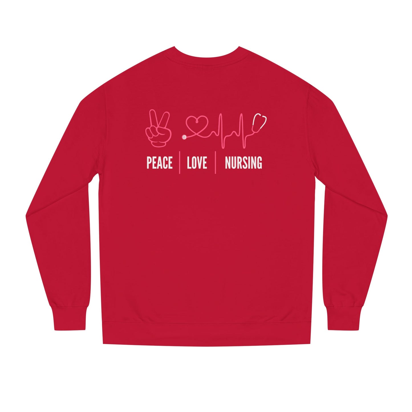 Peace Love Nursing Sweatshirt — Nurse Gifts, Heartbeat & Peace Sign Crewneck