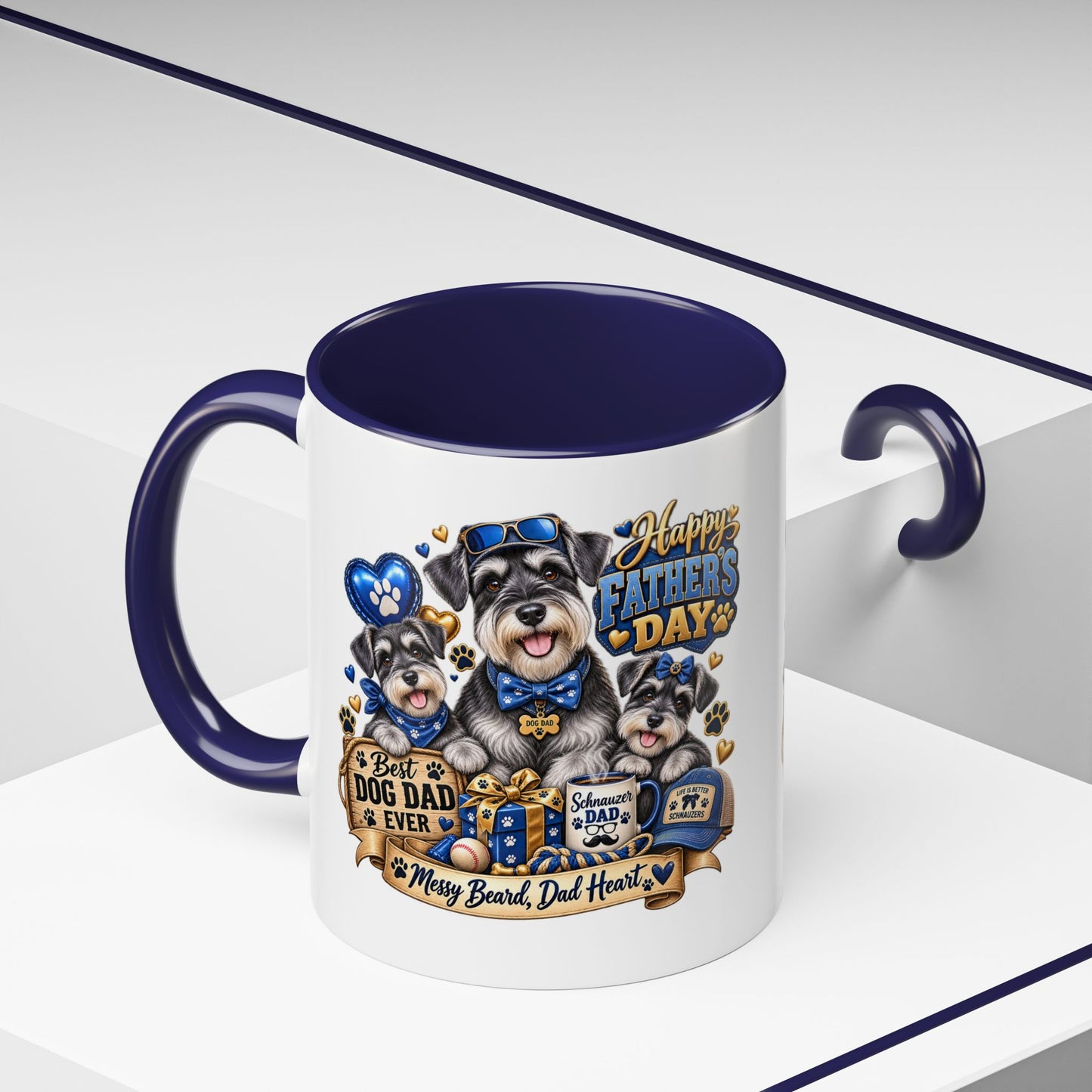 Father's Day Dog Dad Coffee Mug — "Happy Father's Day" Accent Mug (11/15oz)