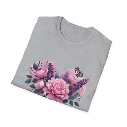 Mother's Day Floral T-Shirt — "Mother's Day I Love You" Heart Bouquet