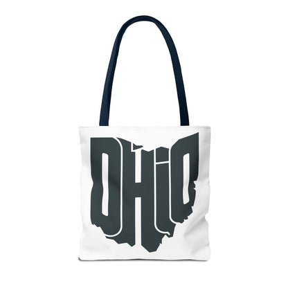 Ohio State Outline Tote Bag — Retro Ohio Text Graphic Tote