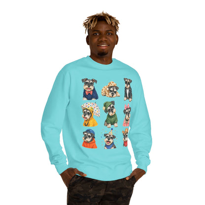 Cute Puppy Grid Sweatshirt — Watercolor Dogs Crewneck