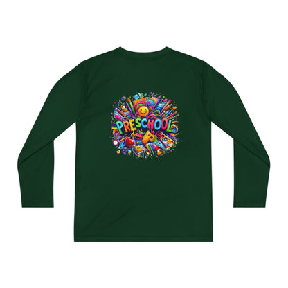 Youth Preschool Long Sleeve Tee - Colorful School Supplies Design