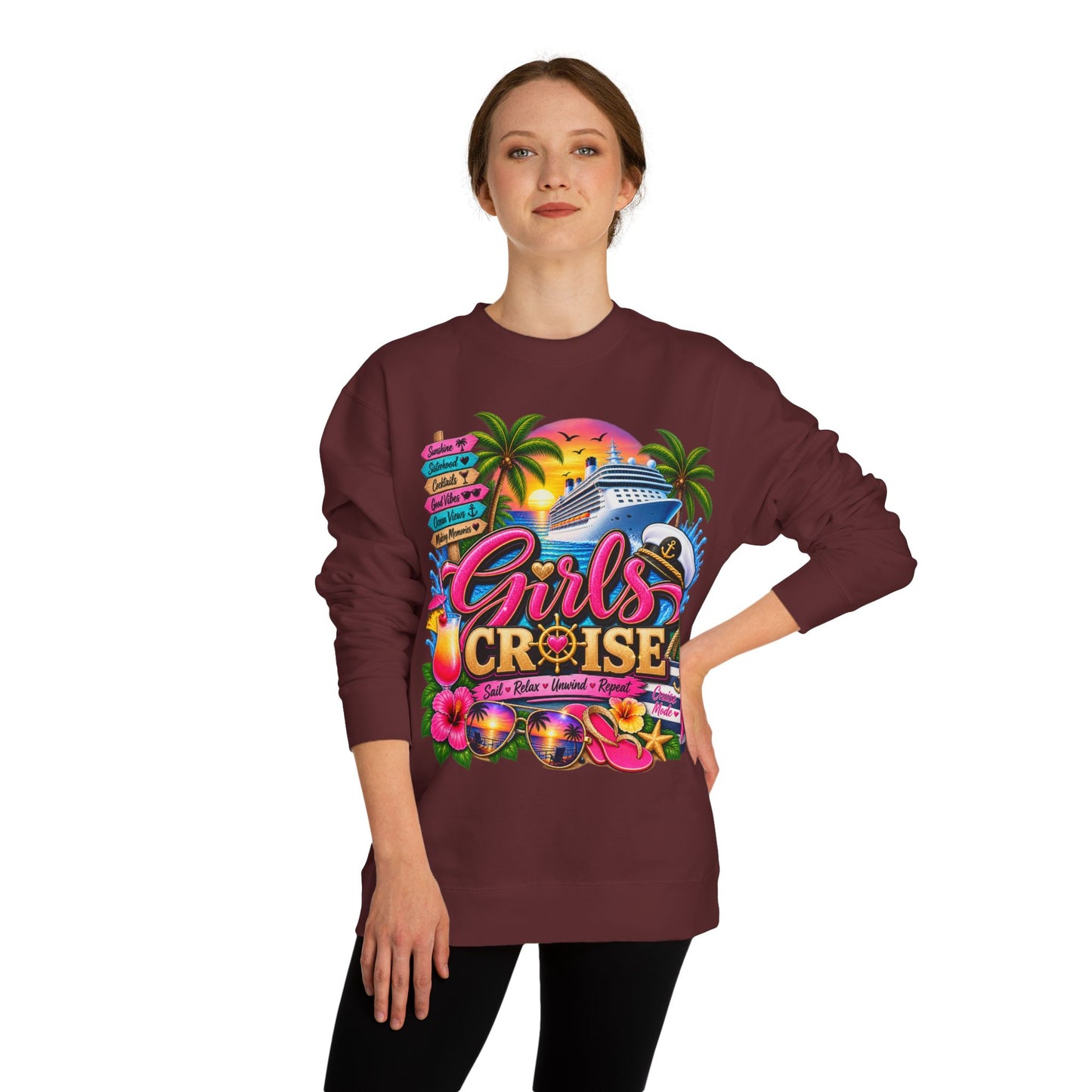 Girls Cruise Sweatshirt — Tropical Bachelorette/Group Vacation Crewneck