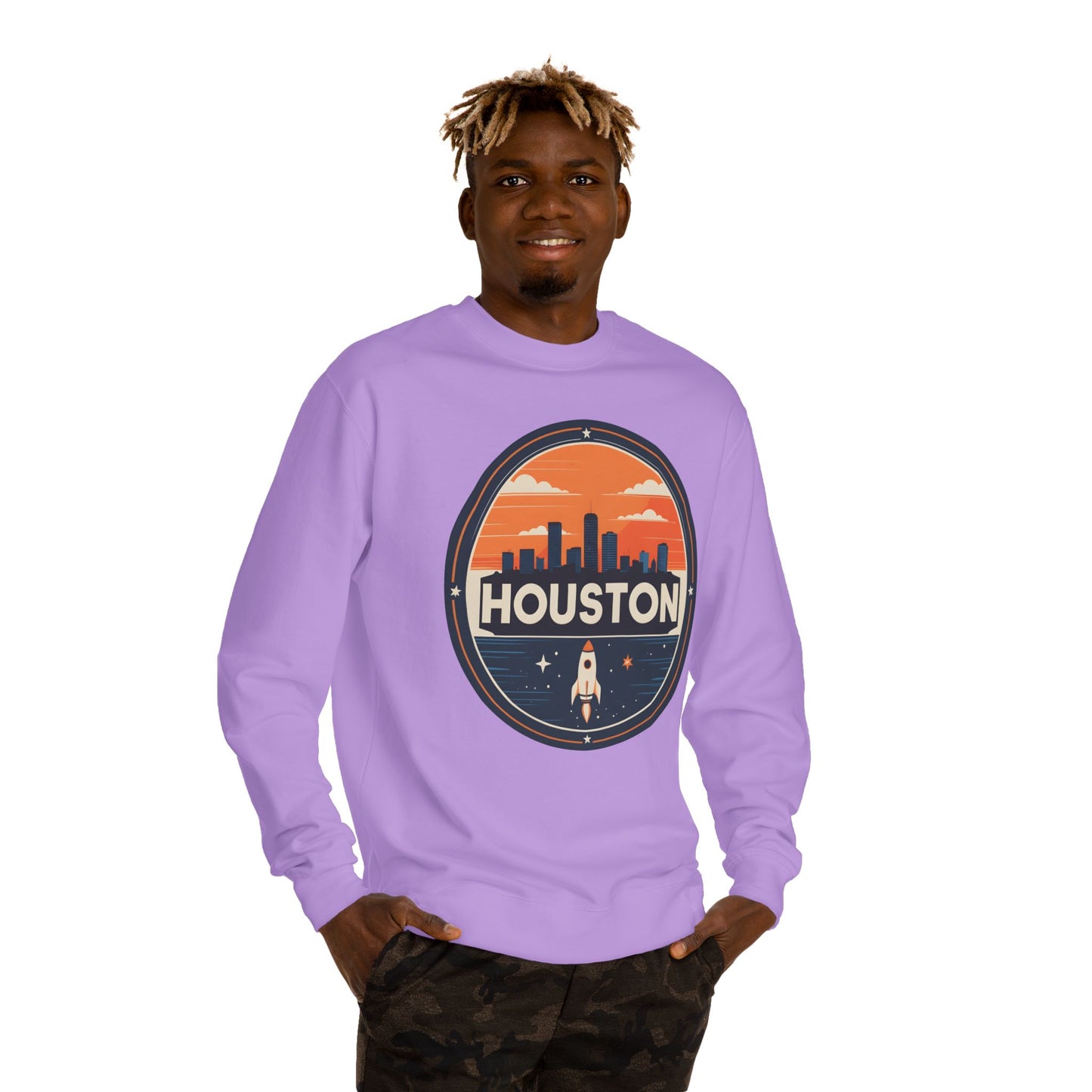 Houston Rocket Patch Sweatshirt — Retro Space City Crewneck
