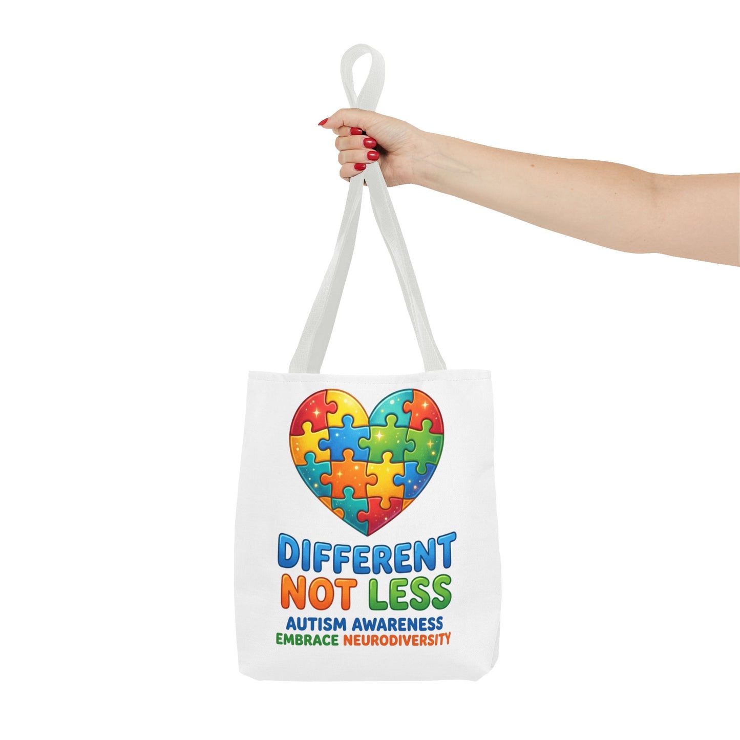 Autism Awareness Tote — "Different Not Less" Puzzle Heart