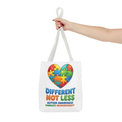 Autism Awareness Tote — "Different Not Less" Puzzle Heart