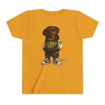 Youth Tee — 'Black History King' Puppy Graphic Shirt