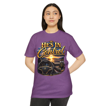 He's In Control T-Shirt — Christian Faith Car Steering Design