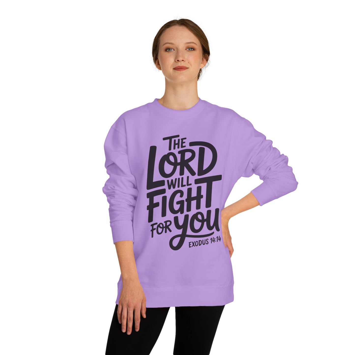 Sweatshirt — “The Lord Will Fight For You” Faith Crewneck (Exodus 14:14)