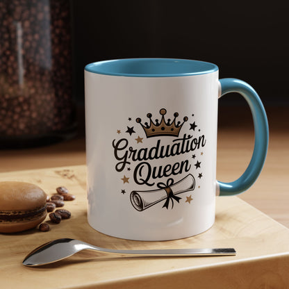 Graduation Queen Accent Coffee Mug — 11/15oz Ceramic Gift with Crown & Diploma Design