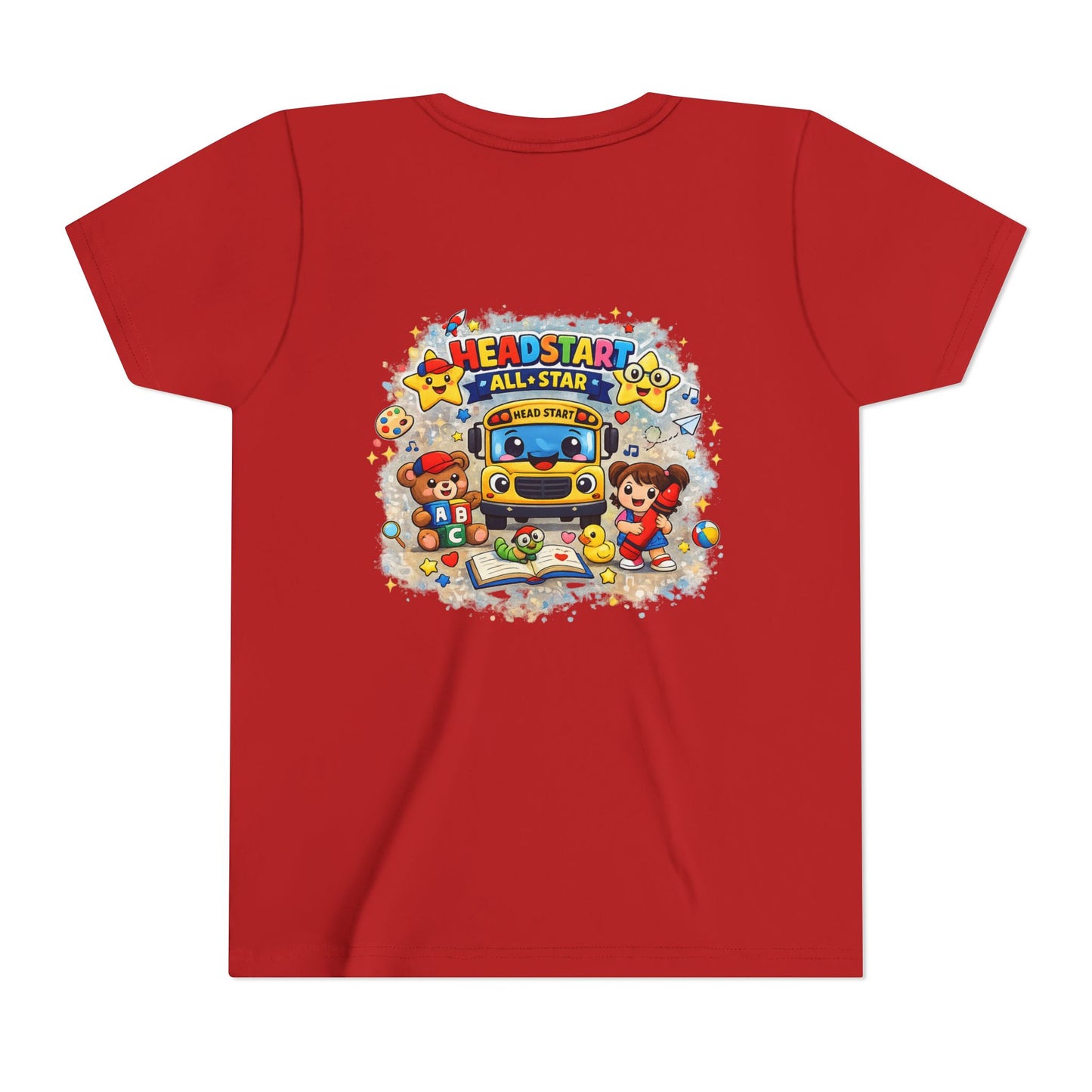 Youth Tee — "Headstart All-Star" Cute School Bus & Characters Back-to-School Shirt